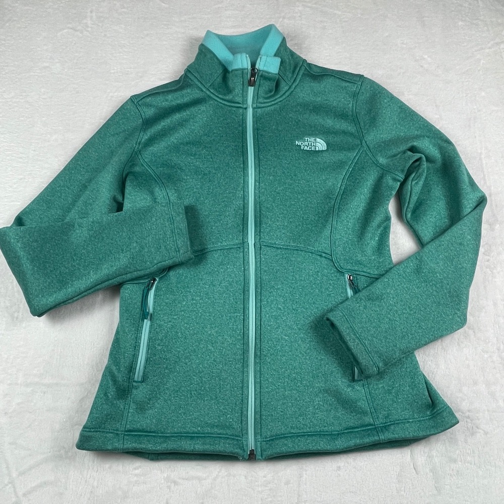 The North Face Womens Green Heathered Full Zip Fleece Jacket Size Small S